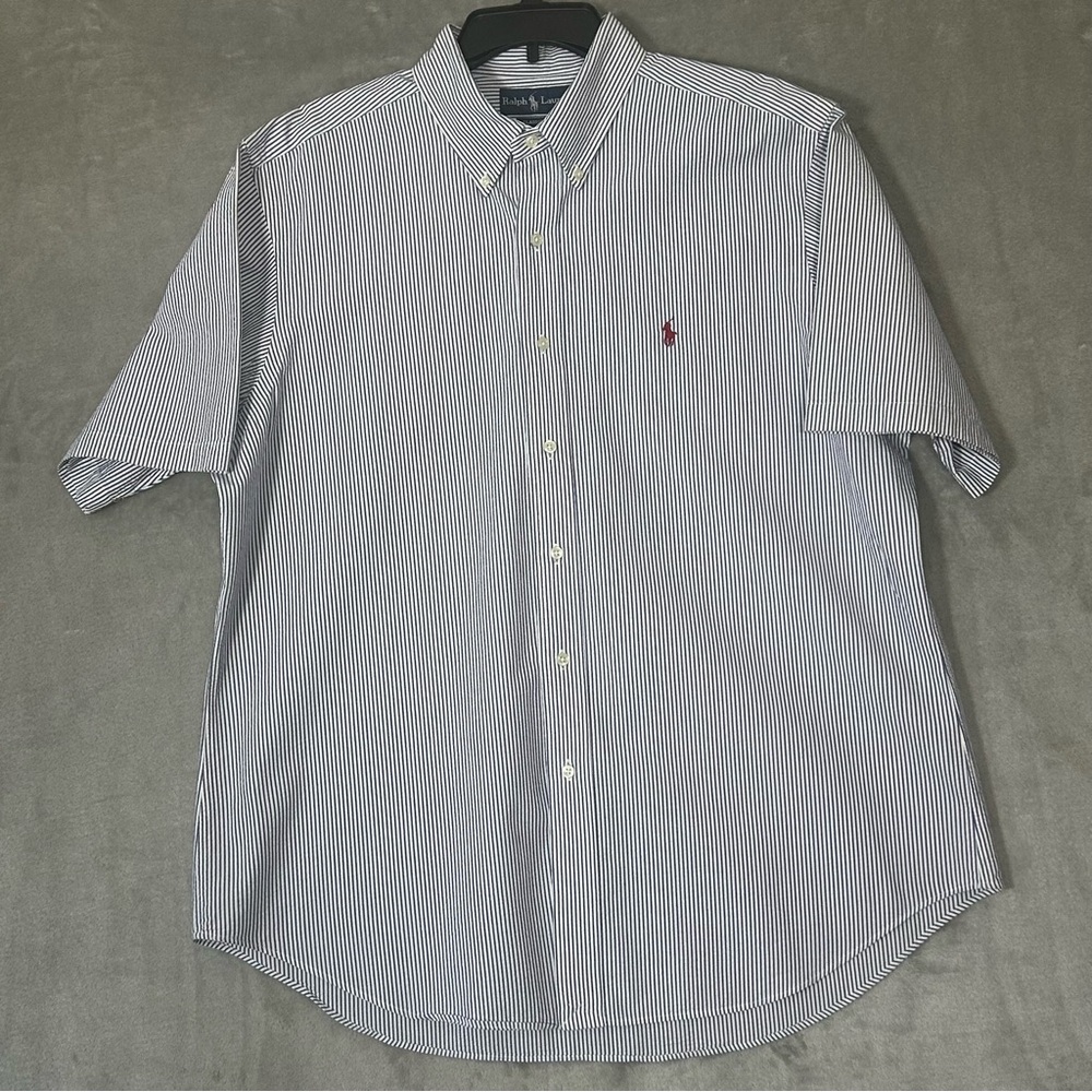 Ralph Lauren Button Down Collar Stripes Short Sleeve Cassic Fit XL
